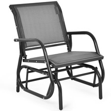 Outdoor Rocking Glider Chair Patio Lounge Seat Gray Metal Garden Swing Armchair