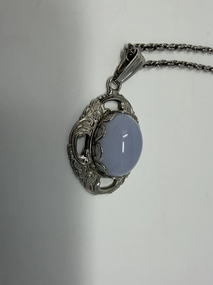 Ellensburg蓝色玛瑙吊坠银色项链 — 第 2/4 张图片