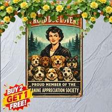 Vintage Retro Crazy Dog Lady Metal Sign Pet Lover Wall Decor 8x12