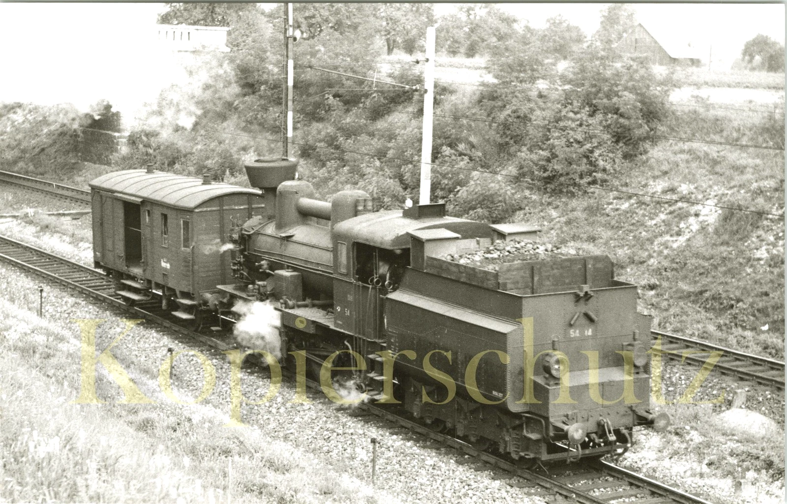 Foto - ÖBB 54.14 in Enns 13.8.1957 - Bild 1 von 1