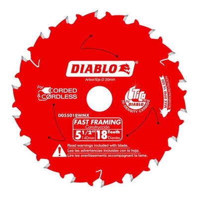 DIABLO-D055018WMX 5-1/2'' x 18-Teeth Fast Framing Saw Blade for Wood