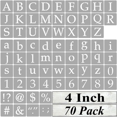 4 Inch Alphabet Letter Stencils for Painting - 70 Pack Letter and Number Sten...
