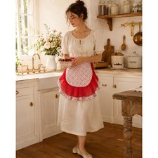 Vintage Floral Chiffon Ruffle Apron Cottagecore Coquette Pink Handmade