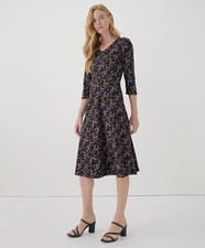 Pact Women's Fit Flare Midi Dress Whimsy Floral Black NWT ORG Cotton Plus 3X