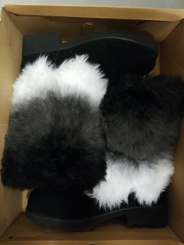 BEARPAW Womens Regina Boots Suede Faux Fur NeverWet Black Brown Leopard NEW - Picture 8 of 12