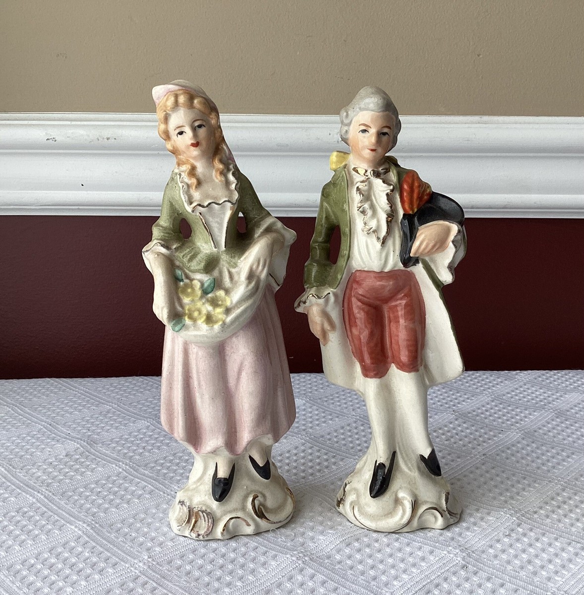 Vtg Japanese (?) Victorian-style Porcelain Figurines, Victorian