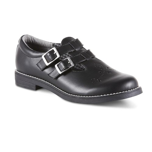 Bongo Juniors' Anita Double T-Strap Shoe - Black, 6.5