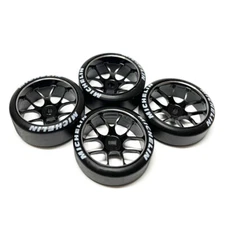 4Pcs Metal Wheel Hub Drift Logo Tires for 1/28 Mini Car RC Drift Racing Car 2W2N