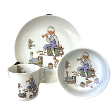 Childs 3 Piece Dish Set - Plate Cup Bowl - Lillian Murray Designs Sonoma CA