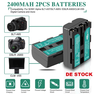 2x NP-FM500H batteria + caricabatterie per Sony Alpha DSLR/SLT A68 A58 A57 A100 A200 A500