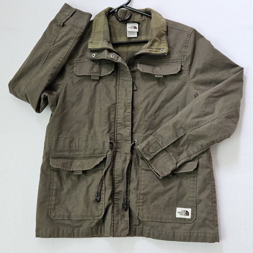 The North Face Womens Utility Jacket Sz L Green Flannel Lined