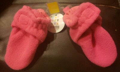 Absorba Fleece Wrap Ankle Baby Booties Fuschia 0-6M Hook and Eye Closure 
