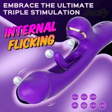 Flapping Sucking Rabbit Vibrator Patting Dildo G Spot Massager Sex Toy for Women