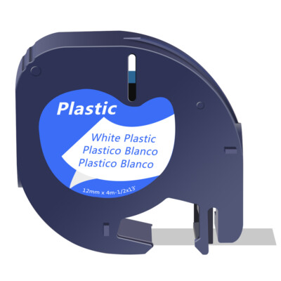 White Plastic Label Tape 1/2'' for DYMO Letra Tag LT 91331 LT100H LT100T QX50