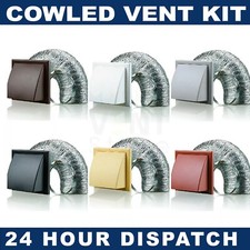 Cowl Vent Kit with Ducting Cooker Hood Vent Kit 100mm 125mm 150mm 4" 5" 6" Wall