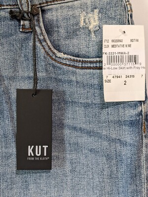 Kut from the Kloth Connie Jean Skirt High Low Frayed Hem New | eBay