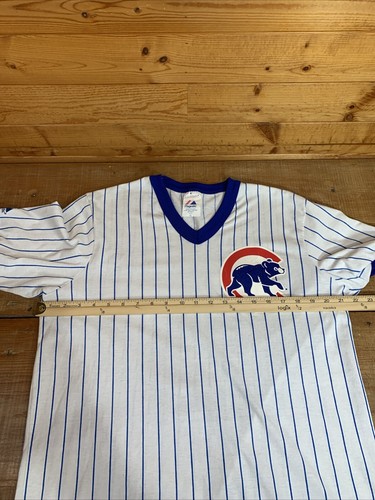 Vintage Chicago Cubs MLB Baseball Majestic Pinstripe Ringer Jersey T Shirt Sz XL - Picture 14 of 16