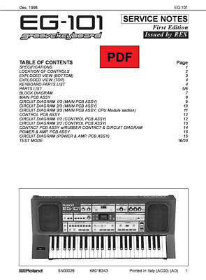 Roland EG-101 Service Manual with Electronic Schematics