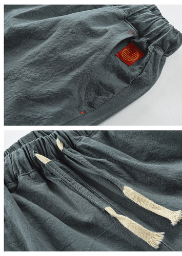 Mens Casual Long Length 3/4 Shorts Loose Elastic Waist Linen Capri Sport Pants - Picture 11 of 15
