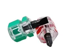 Mini Ultra Short Stubby Screwdriver Set 2 Pieces 1 Phillips, 1 Flat 