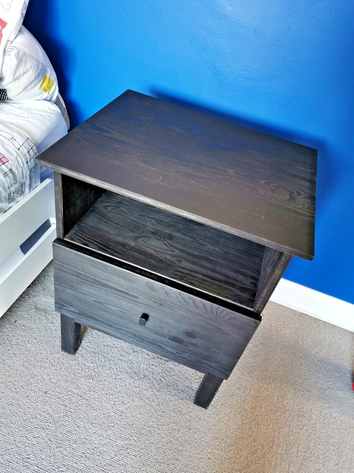Ikea Tarva Bedside Drawer / Side Table / Nightstand Black Stained