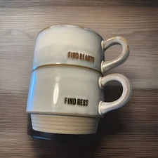 Hearth & Hand with Magnolia Find Beauty & Rest 10 oz Stackable Stoneware Mug Set