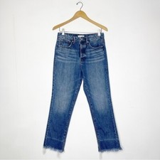 Good American Good Boy Raw Hem Jeans Boyfriend Mid Rise Size 4 / 27