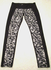 AVIA Black w/Gray Abstract Front Activewear Cropped Leggings - Size L Inseam 29