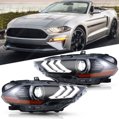 #ad Pair of Headlights For 18 23 Ford Mustang Full LED Projector Headlamps DRL LH RH $201.70