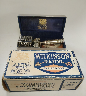 Vintage Wilkinson Sword Co Safety Razor Empire 7 Day Set w/ Chrome