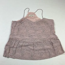 LOFT Babydoll Dot Print Sleeveless Tank Top Lined Blouse PM Petite Lightweight
