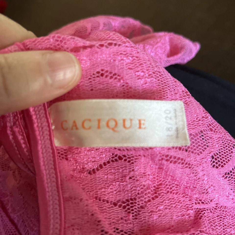 “Get Holiday Sexy Ready” Cacique Pink Lace Lingerie Teddy Baby Doll Size 18/20 - Image 4 of 4