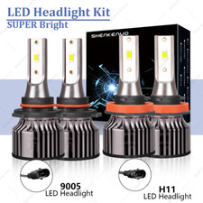4x 9005 H11 Combo LED Headlight High Low Beam Bulbs Kit 6000K Super White Bright