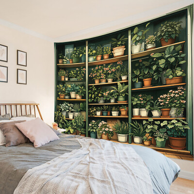 Vintage Pink Floral Green Botanical Leaf Tapestry for Bedroom