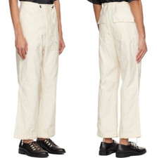 NWT NEEDLES Wide Leg Fatigue Pants Mens XL Drawstring Cotton Canvas Japan Ivory