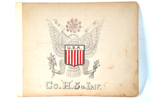 5th Infantry Regiment Insignia Heraldic Eagle USA Shield Hand Drawn Art c1915