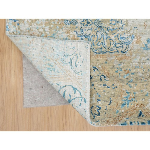 8'10"x12' Gray Snowflake Silk With Textured Wool Oriental Rug R58202 - 第 5/12 張圖片