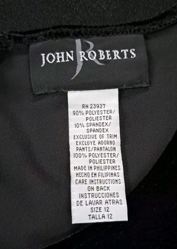 John Roberts Jumpsuit Size 12 Black Velvet Top Satin Bottom Back Zip w/Belt - Picture 4 of 12
