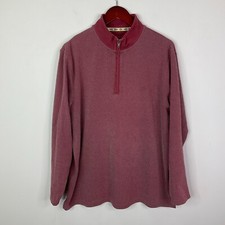 Pendleton Pullover Red Mens Large 1/4 Zip Long Sleeve Heavy Fabric Cotton