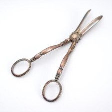Antique Beaded Silver Plated Grape Shears Scissors and Case