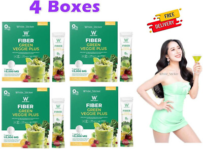 4 X Wink White Fiber Green Veggie Plus Drink Powder 10 Sachets