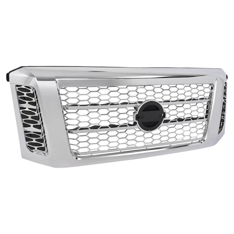 New For 2017-2019 Nissan Titan XD Upper Gas Grille Grill Assembly Chrome Silvery - Image 2 of 4
