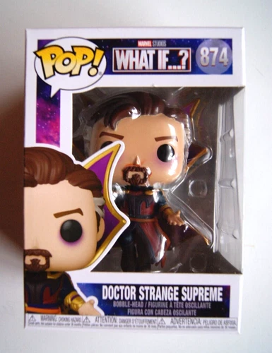 Marvel Funko Pop Marvel's ¿Qué pasaría si...? ¡DOCTOR EXTRAÑO SUPREMO #874! (Caja abollada)