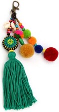 Pom Pom Shell Beads Tassel Purse Charms for Handbags Pendant Keyring Keychain