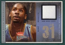 Nene player worn jersey patch basketball card Nuggets 2004 Fleer Platinum #LRMN