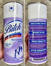 NEW PURPLE BITCH BE GONE SPRAY 20 OZ STAINLESS STEEL TUMBLER CUP + LID & STRAW