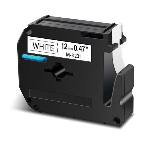 5 PK 12mm Black on White Label Tape M231 MK231 M-K231 For Brother P-touch PT-110 - Picture 4 of 12