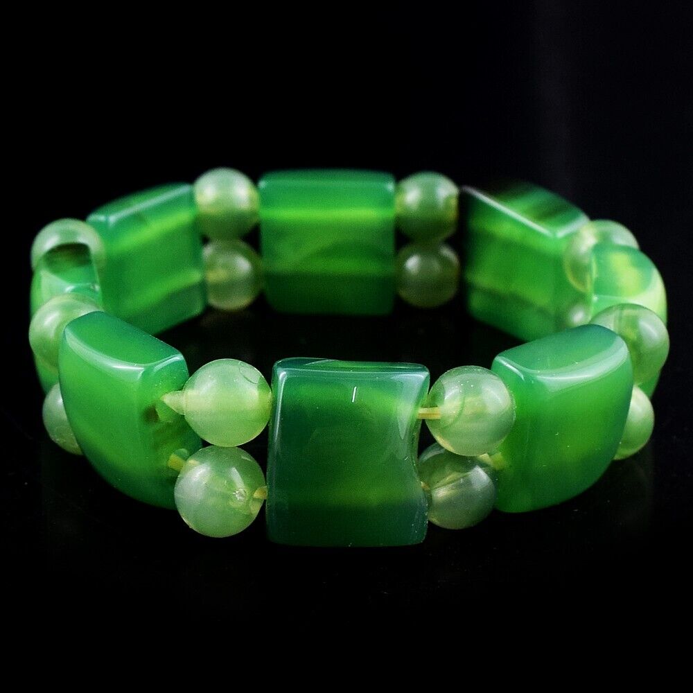 160.00 Cts Wonderful Amazing Green Onyx Stretchable Bracelet 160.00 Cts Wonderful Amazing Green Onyx Stretchable Bracelet