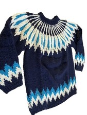 Vtg Fair Isle Sweater Wool Handmade in Greece Ski Fisherman Chunky Knit Sz S