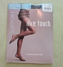Nice Touch Women's Support MEDIUM Leg Toning Pantyhose Off Black Size CD